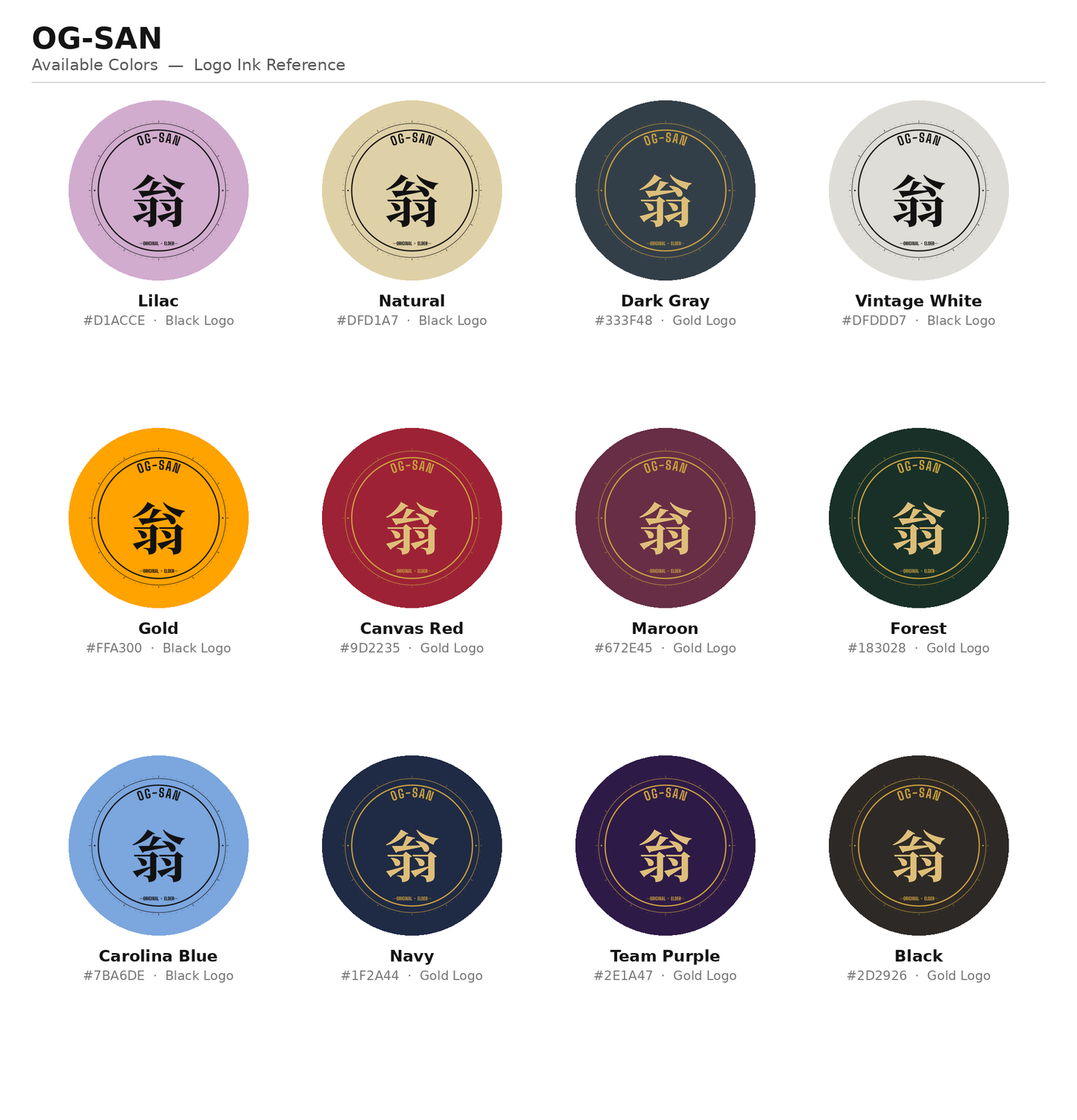 OG-San - Color & Logo Swatch Legend