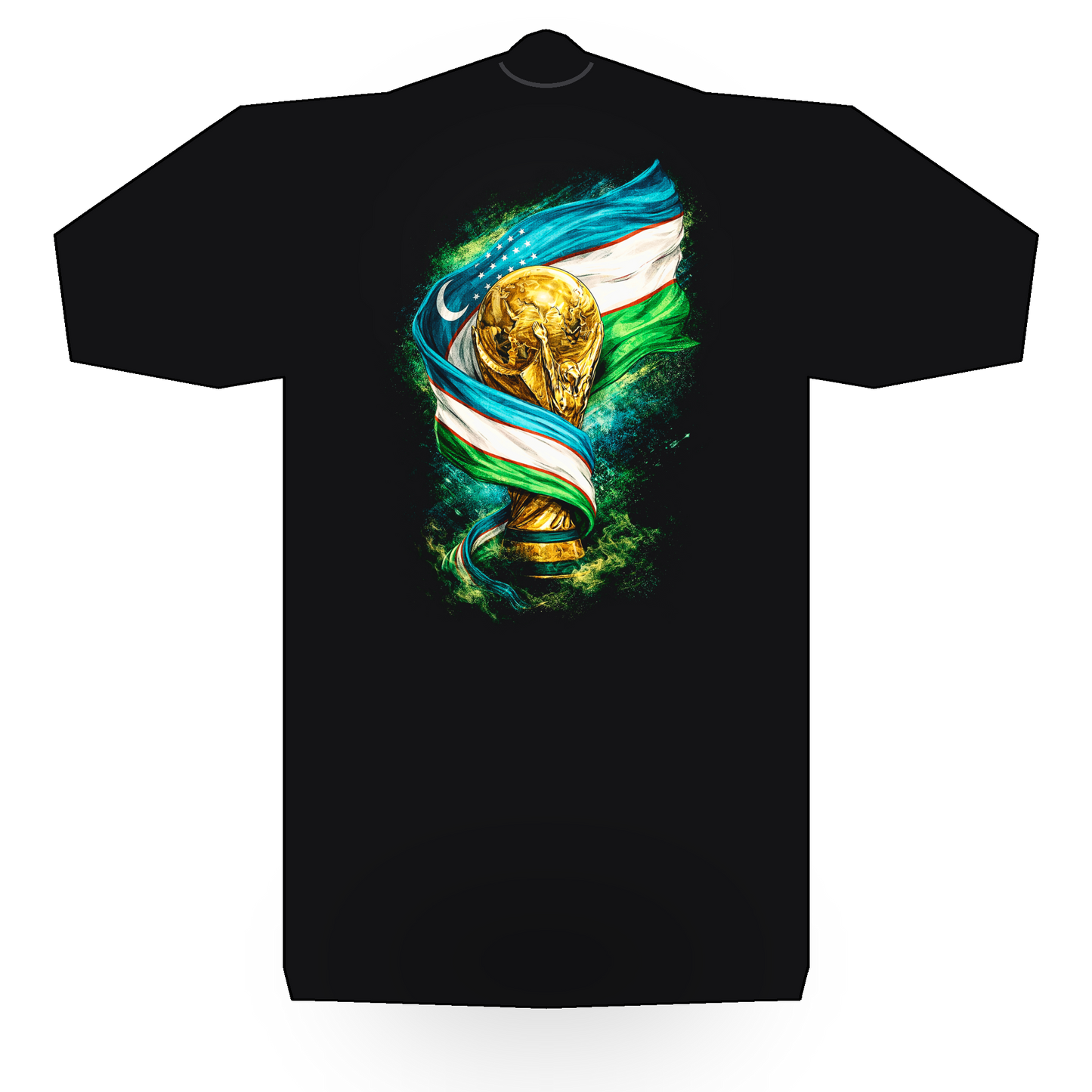 World Cup Uzbekistan halftone black tee mockup