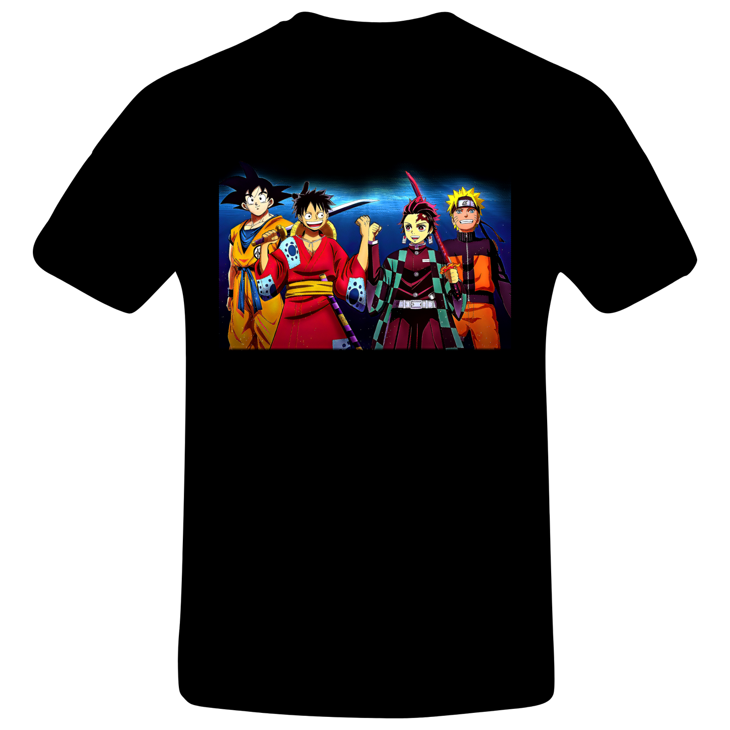Anime - Anime Crossover Goku Luffy Naruto Demon Slayer Handshake