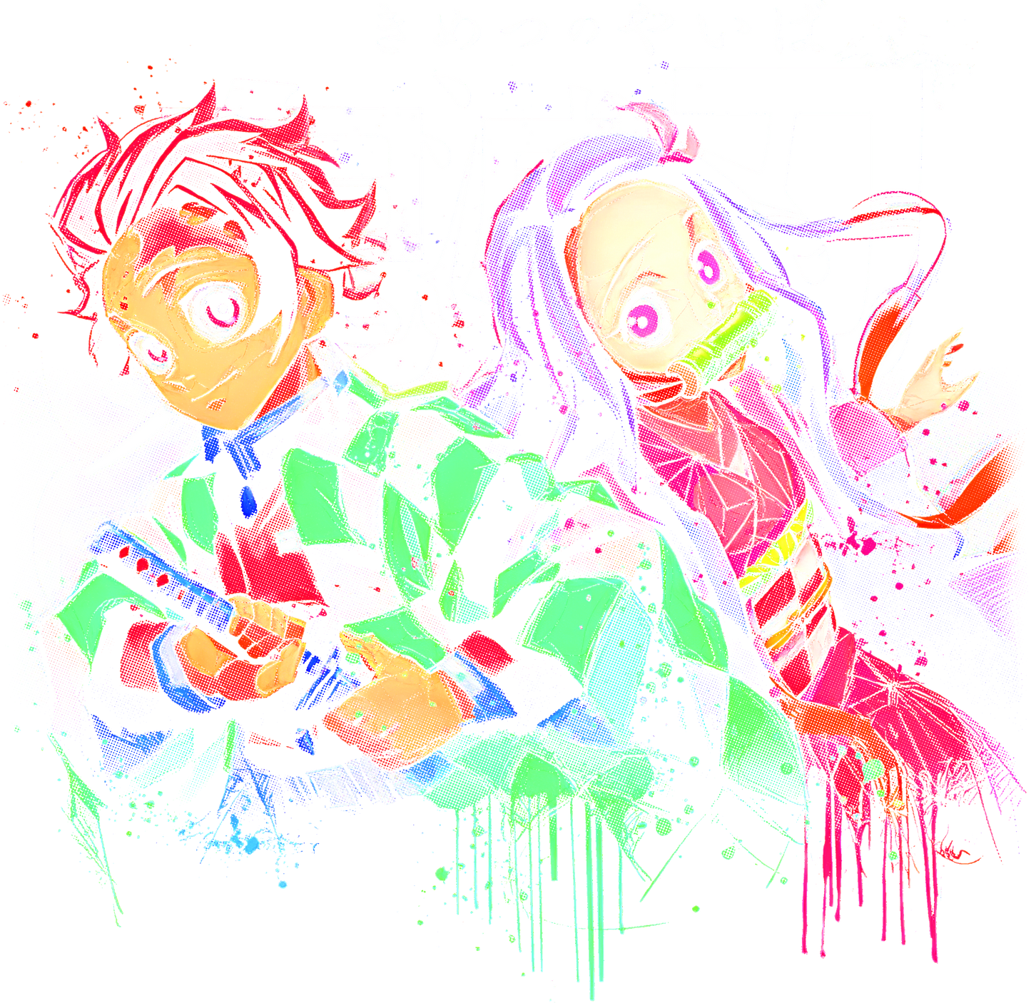 Anime - Demon Slayer Tanjiro Nezuko Colorful
