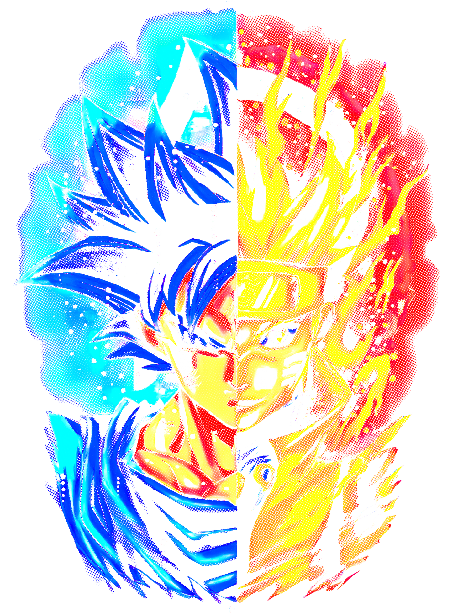 Anime - Dragon Ball Goku Naruto Half Face Flame