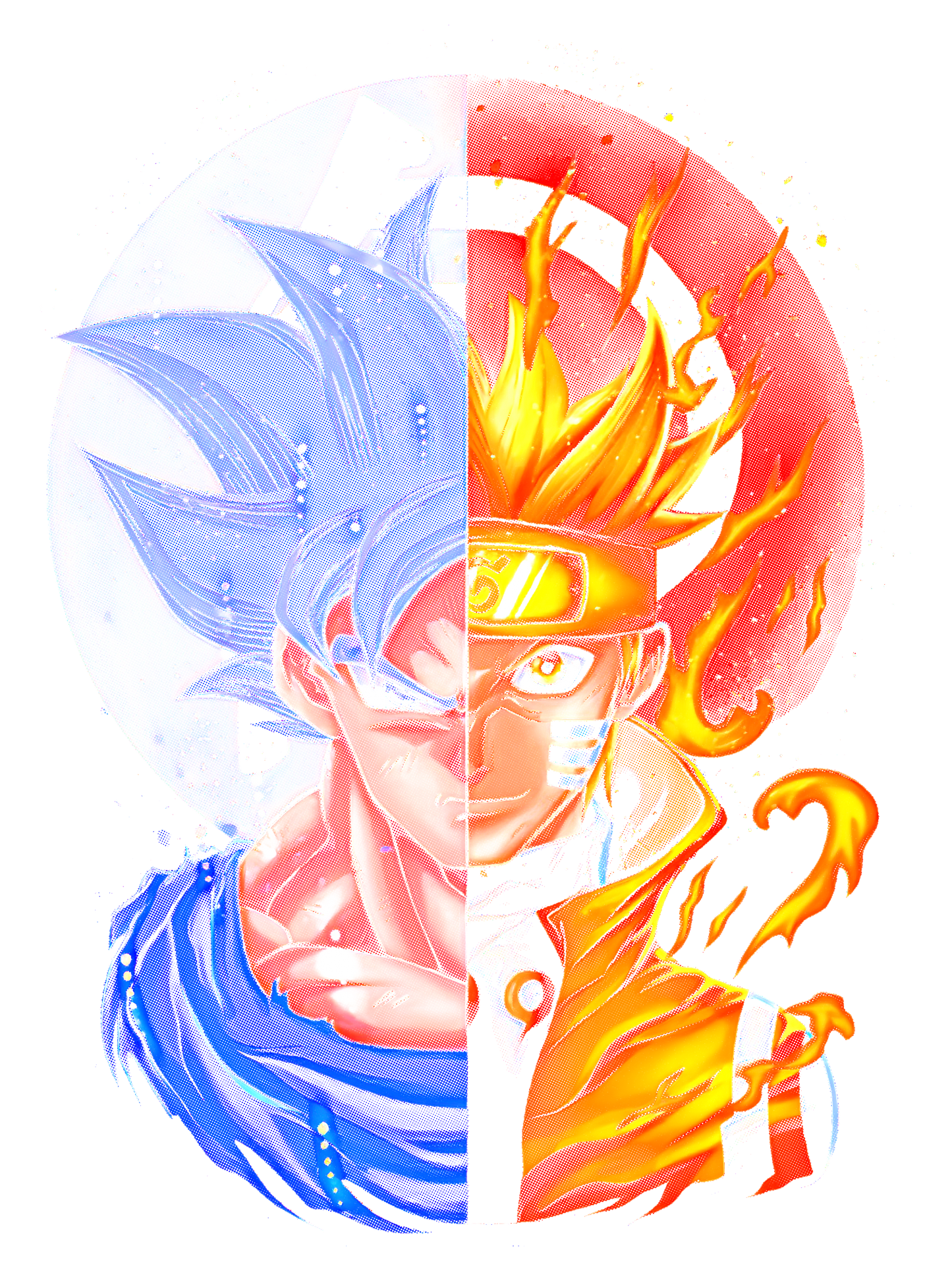 Anime - Dragon Ball Goku Naruto Split Face Crossover