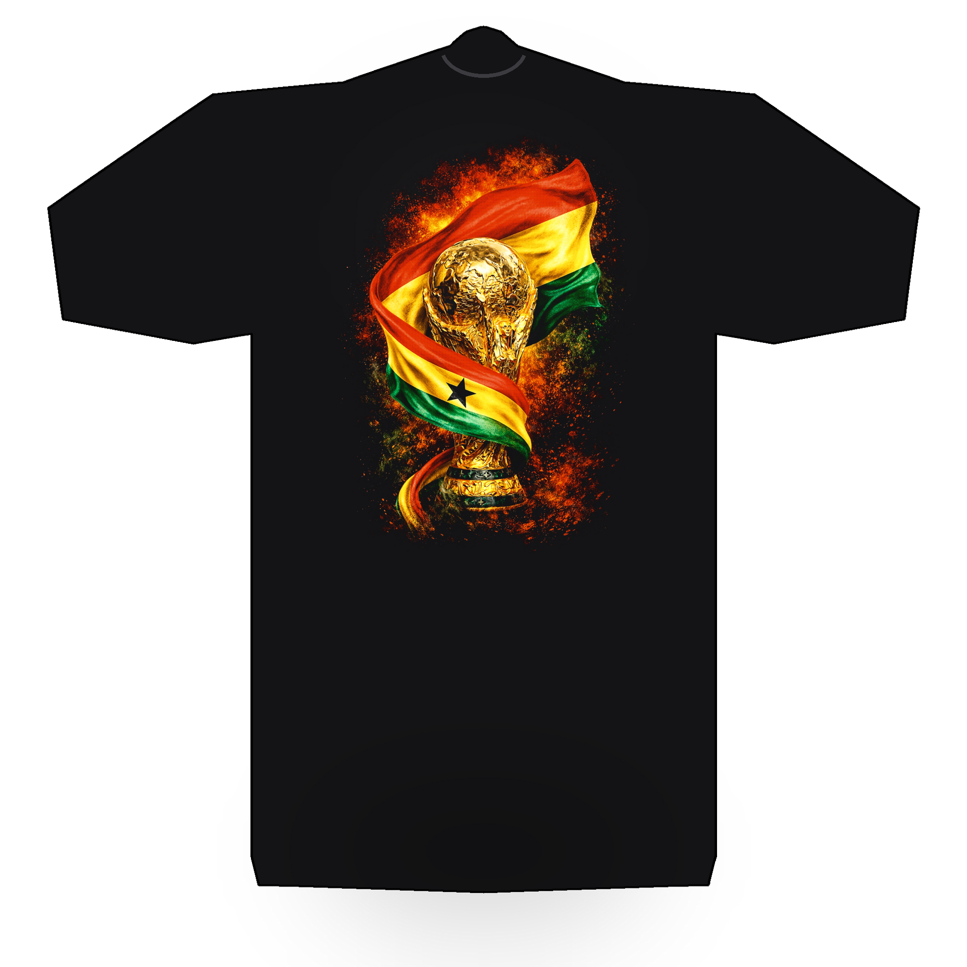 World Cup Ghana halftone black tee mockup