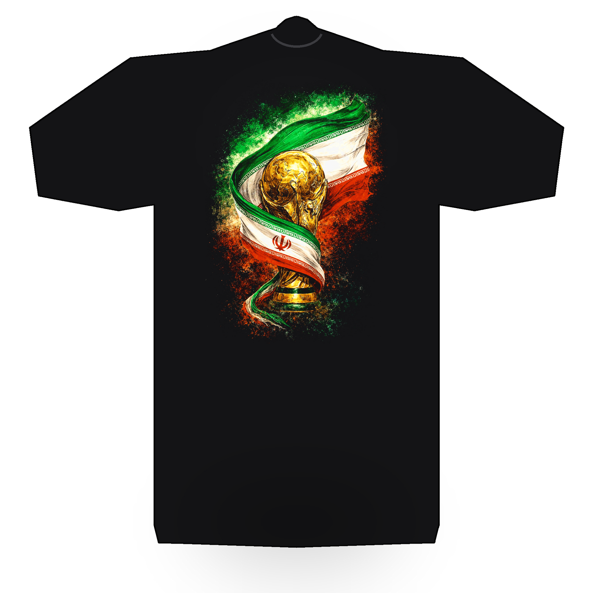 World Cup Iran halftone black tee mockup
