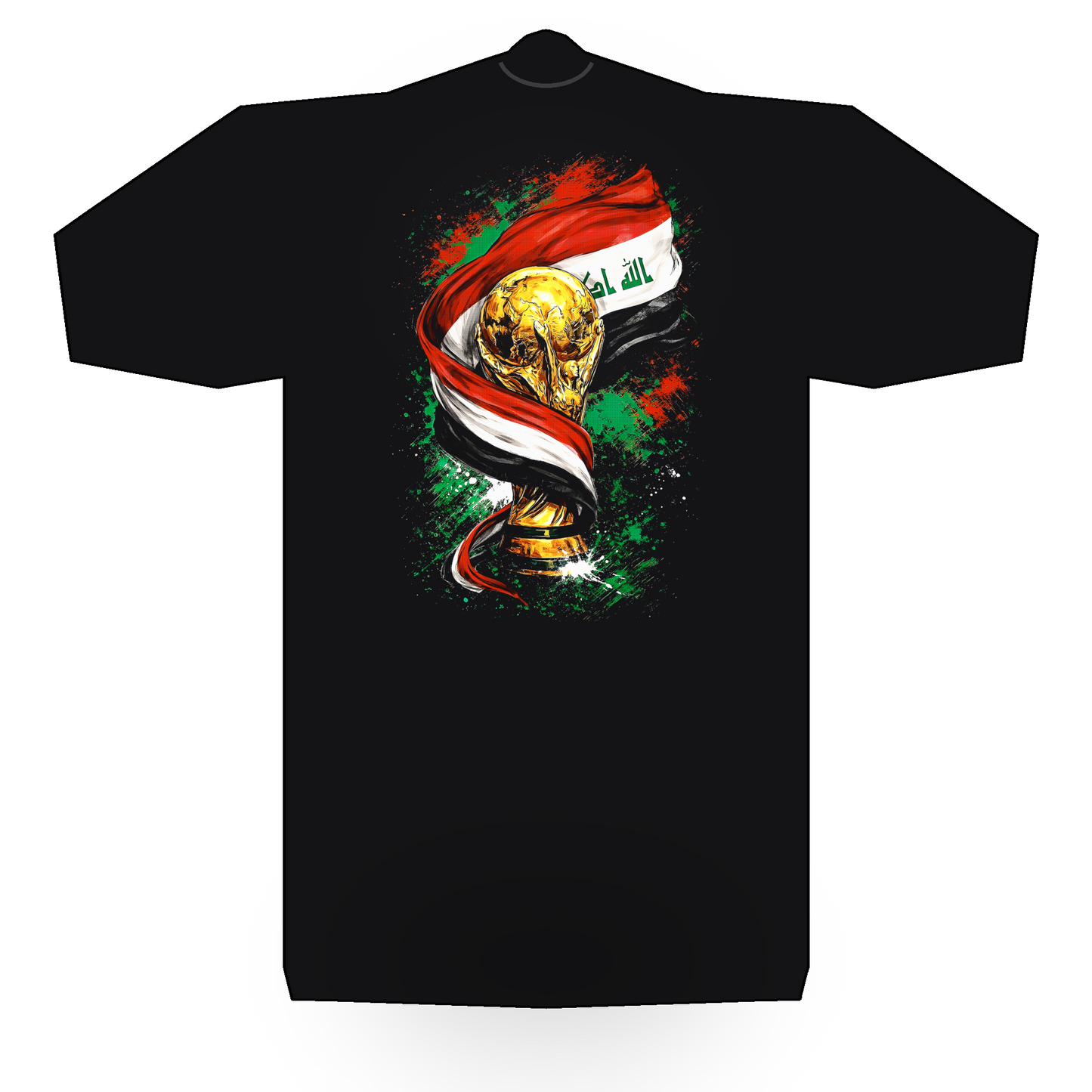 World Cup Iraq halftone black tee mockup