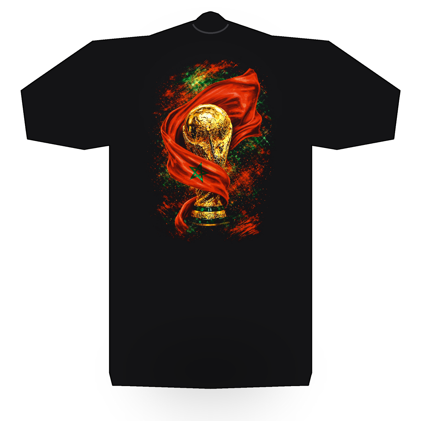 World Cup Morocco halftone black tee mockup