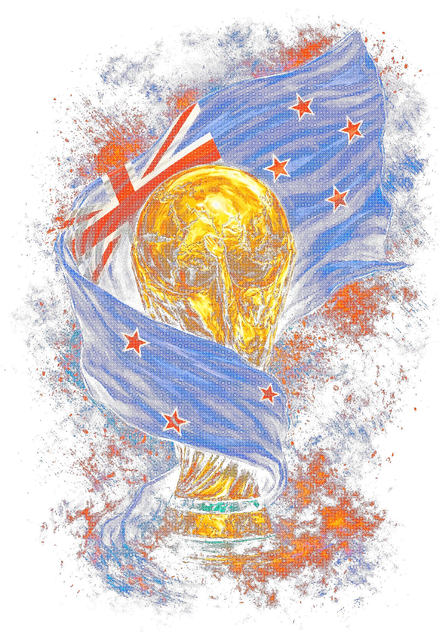 World Cup New Zealand halftone design