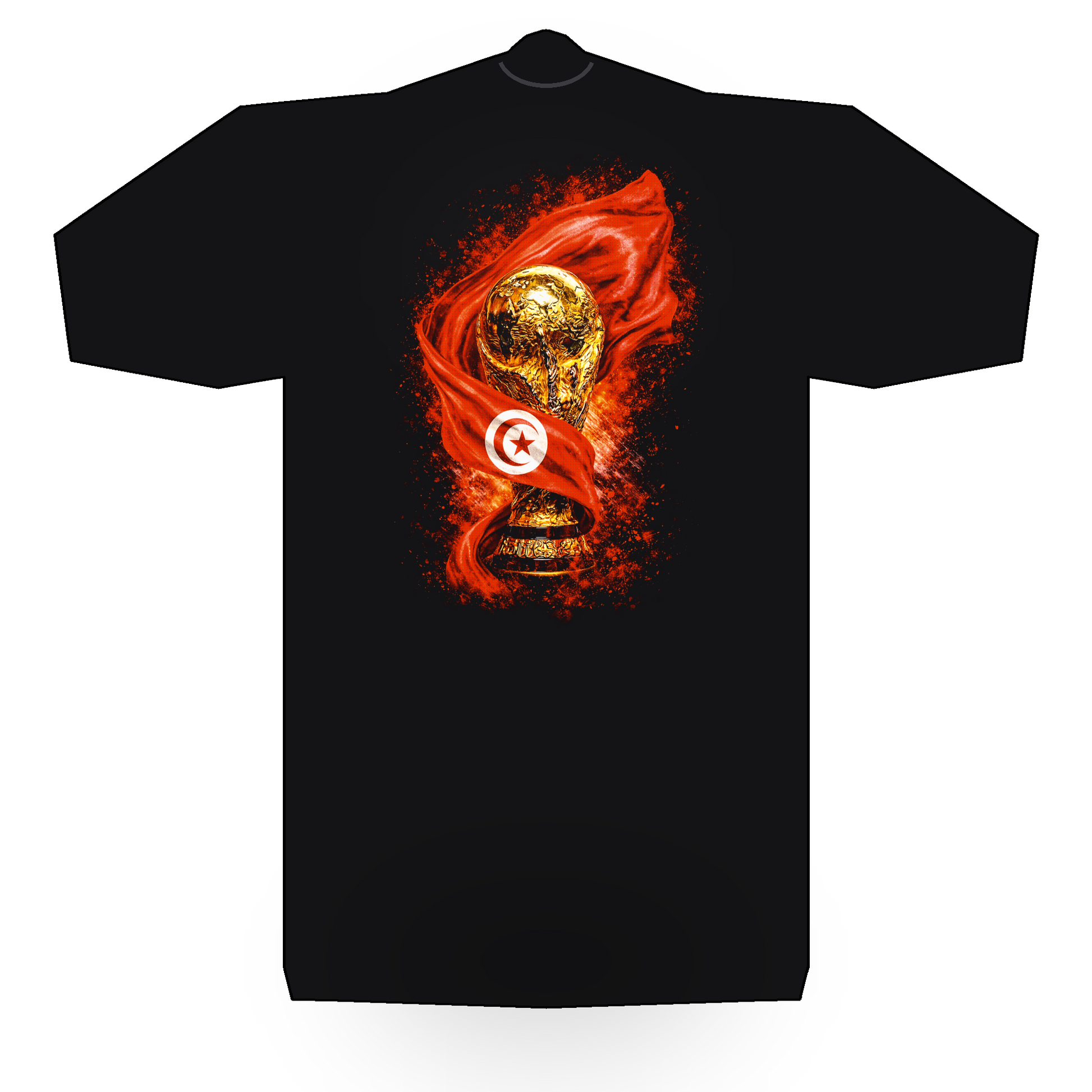 World Cup Tunisia halftone black tee mockup
