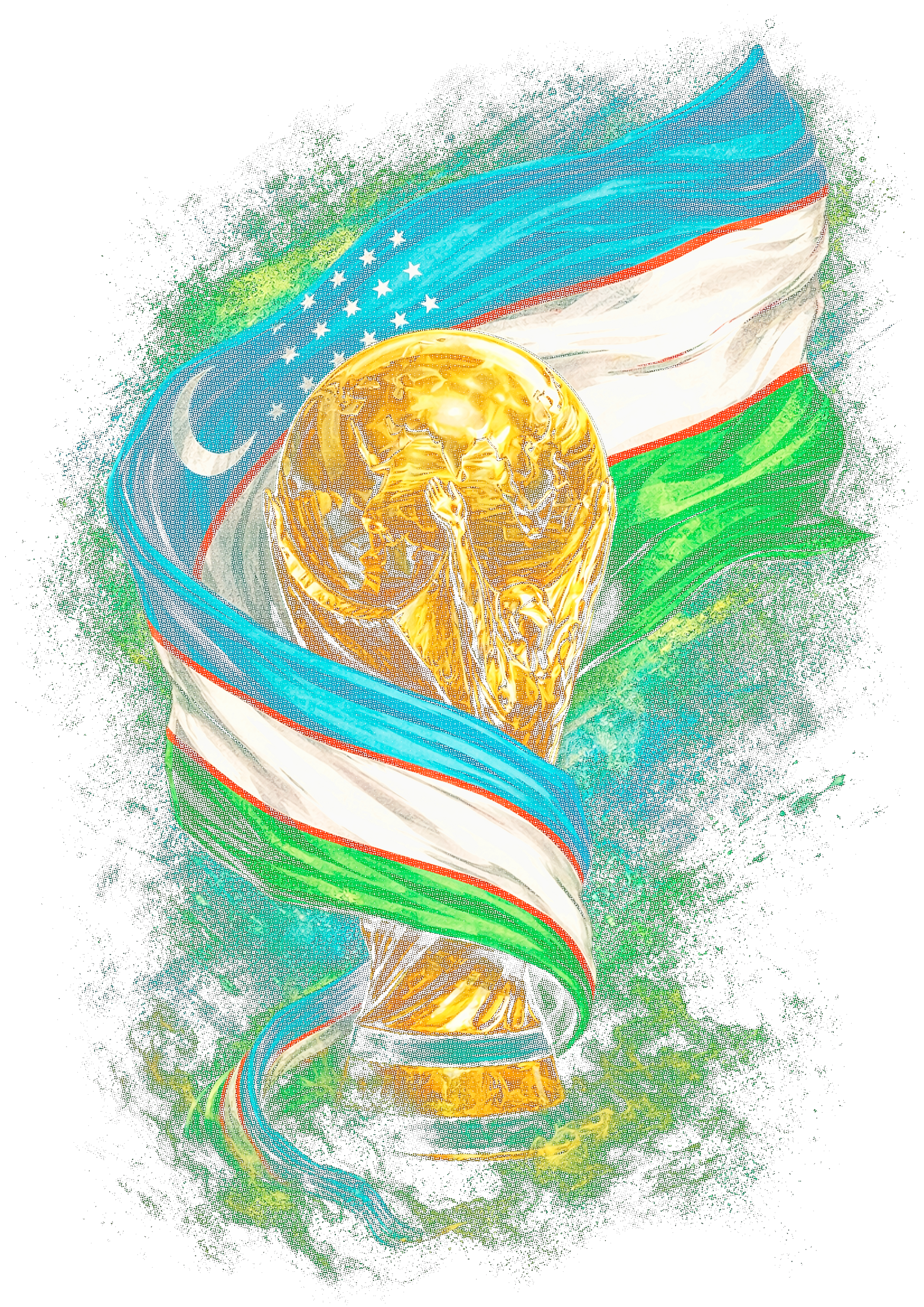 World Cup Uzbekistan halftone design