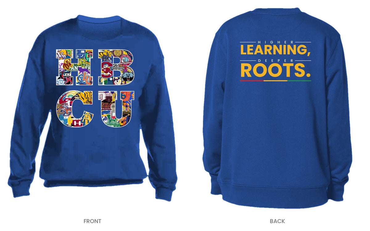 Royal crew neck sweatshirt, front and back, design 2