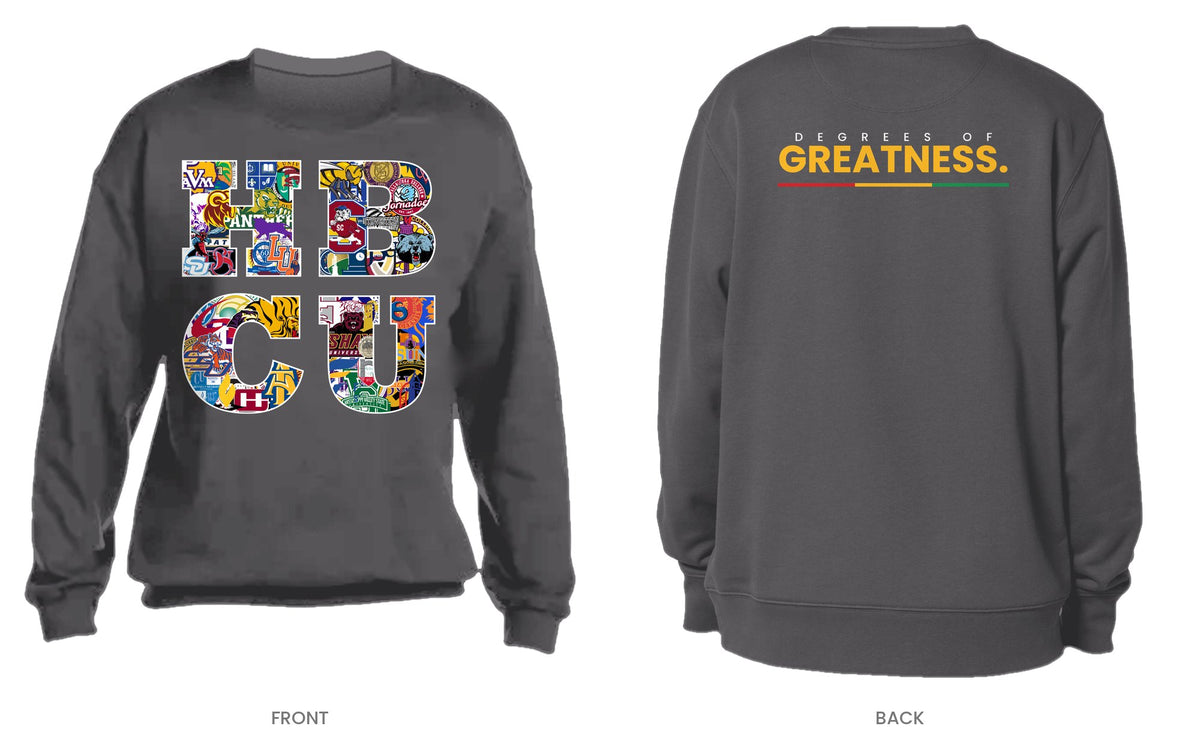 Charcoal crew neck sweatshirt, front and back, design 4