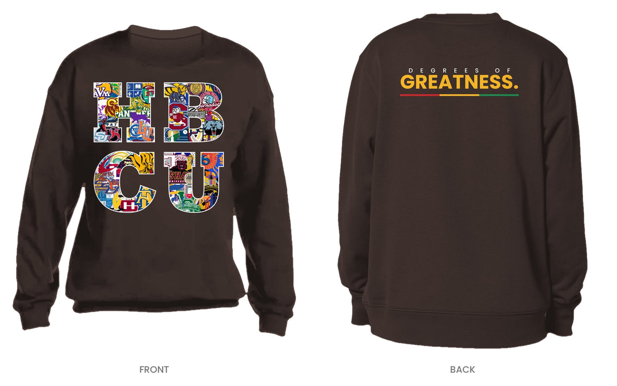Dark Brown crew neck sweatshirt, front and back, design 4