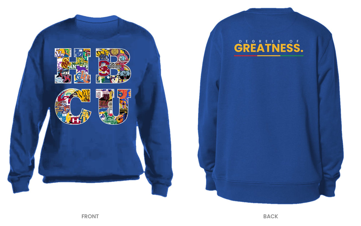 Royal crew neck sweatshirt, front and back, design 4