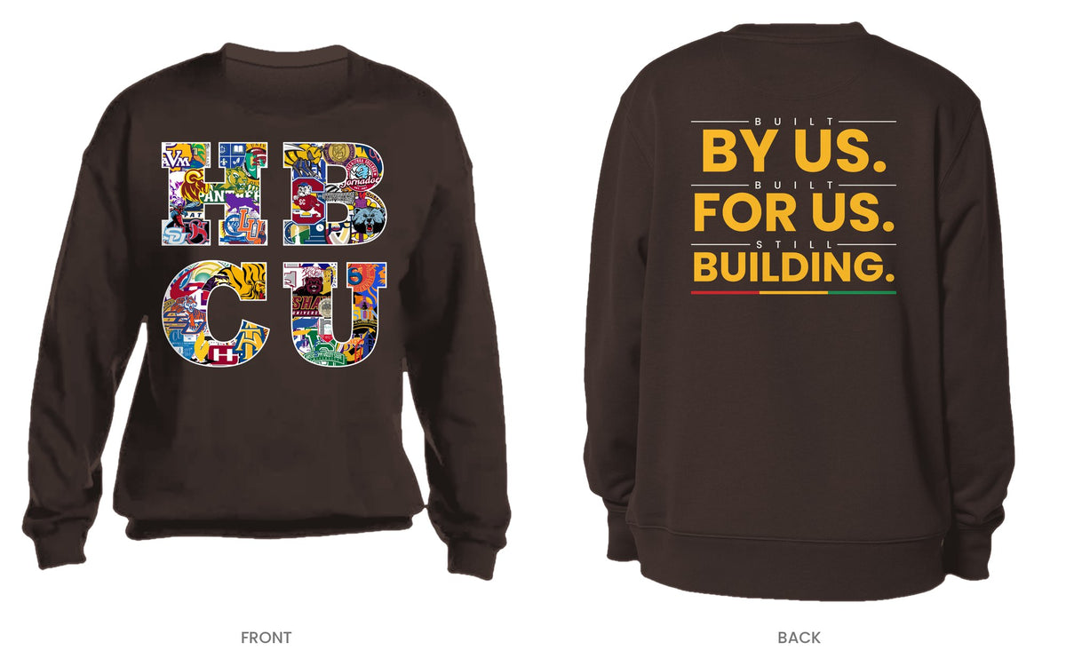 Dark Brown crew neck sweatshirt, front and back, design 5