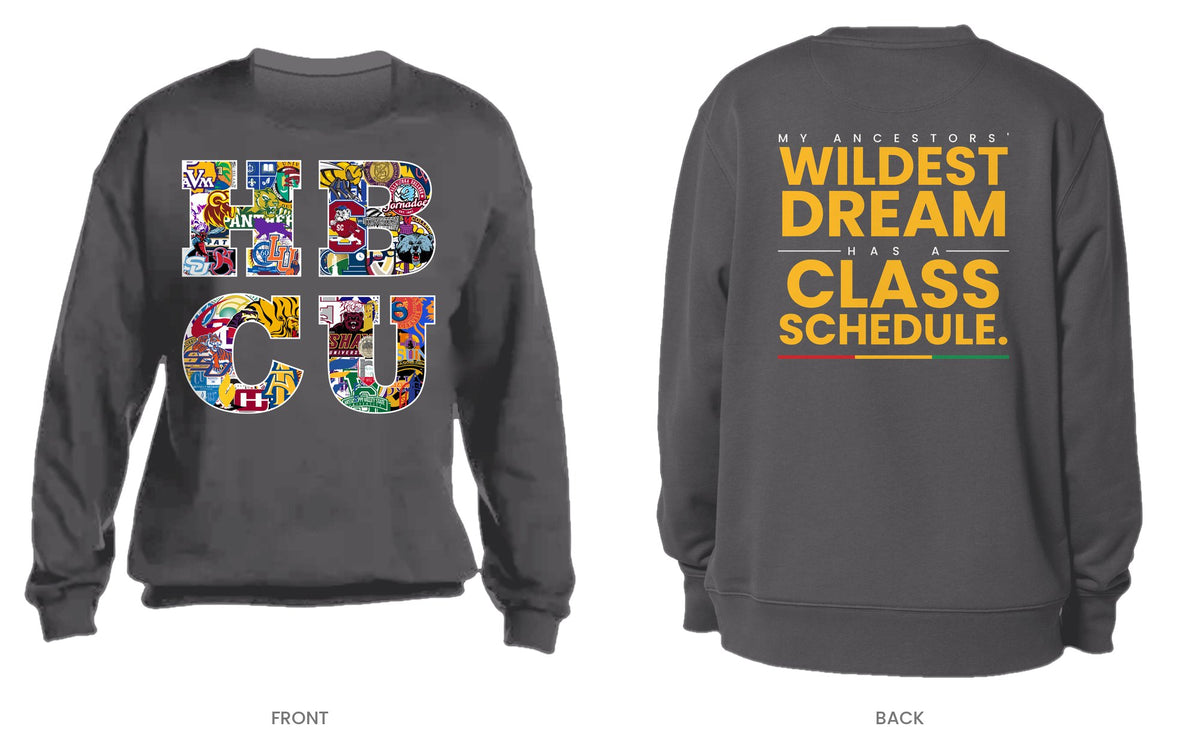 Charcoal crew neck sweatshirt, front and back, design 6