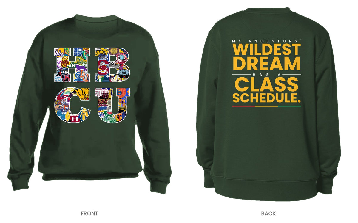 Forest Green crew neck sweatshirt, front and back, design 6