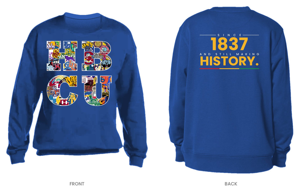 Royal crew neck sweatshirt, front and back, design 7