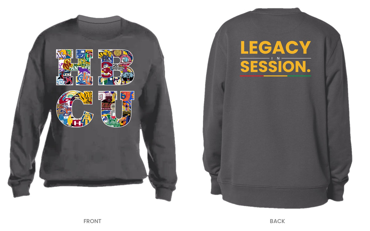 Charcoal crew neck sweatshirt, front and back, design 8
