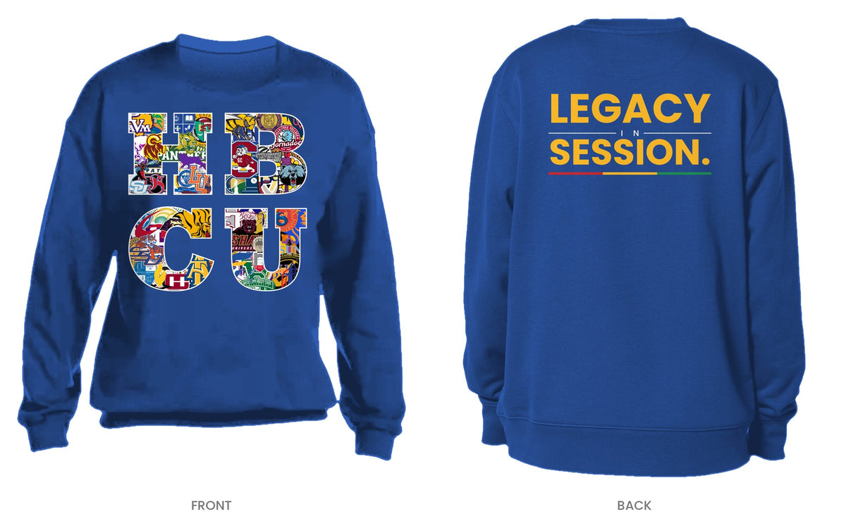 Royal crew neck sweatshirt, front and back, design 8