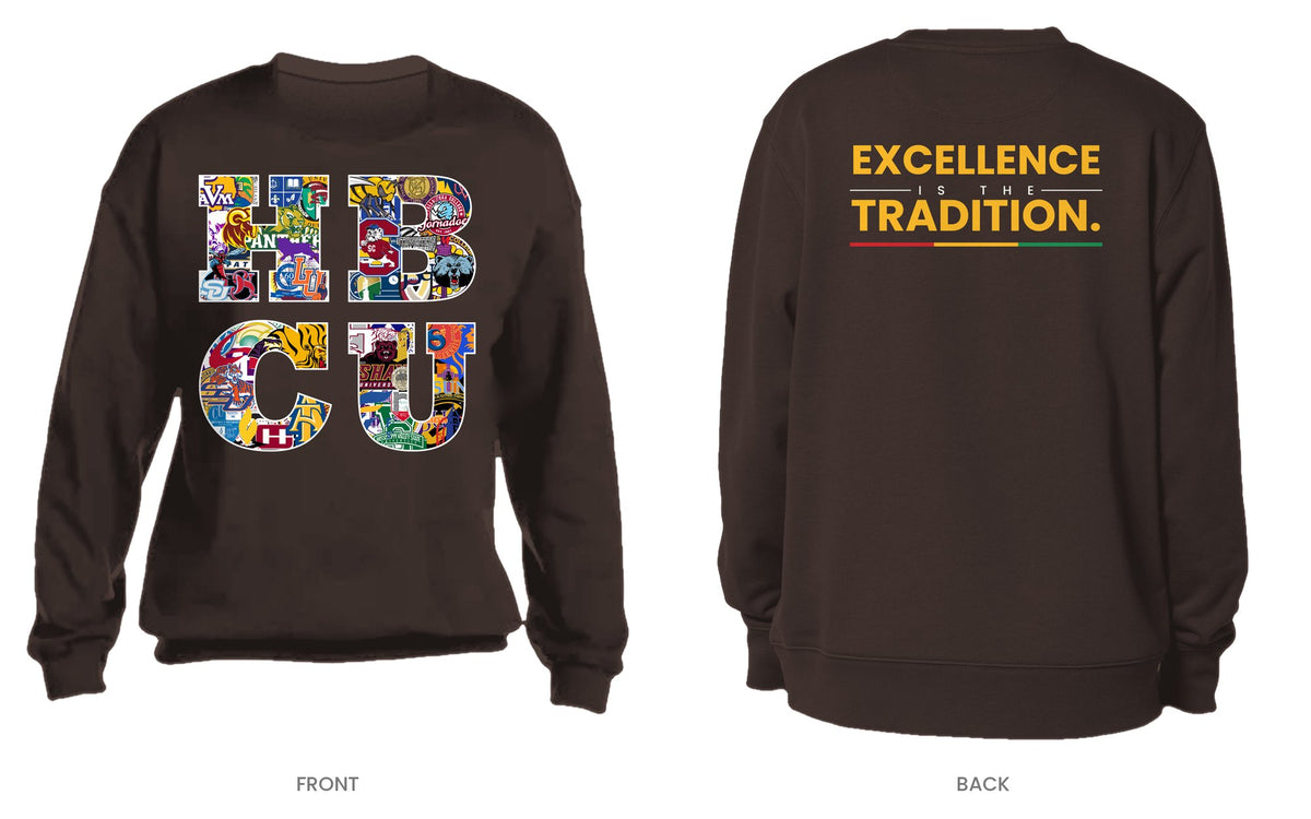 Dark Brown crew neck sweatshirt, front and back, design 9