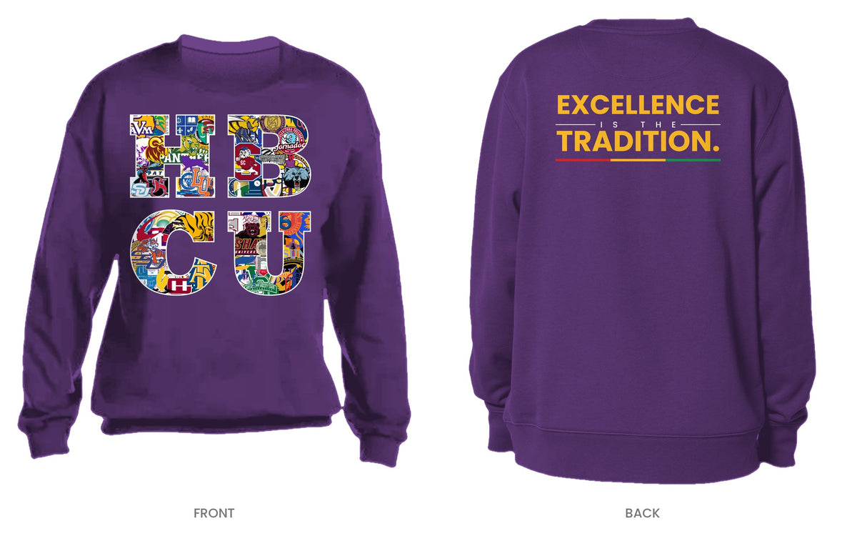 Purple crew neck sweatshirt, front and back, design 9
