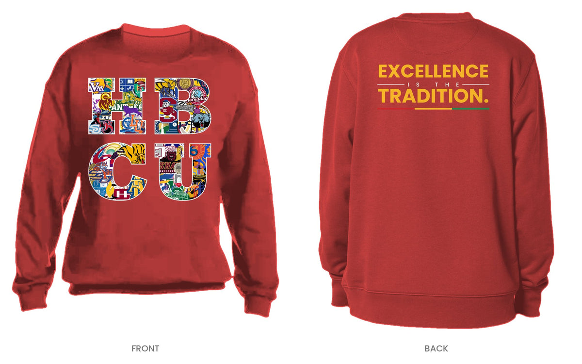 Red crew neck sweatshirt, front and back, design 9