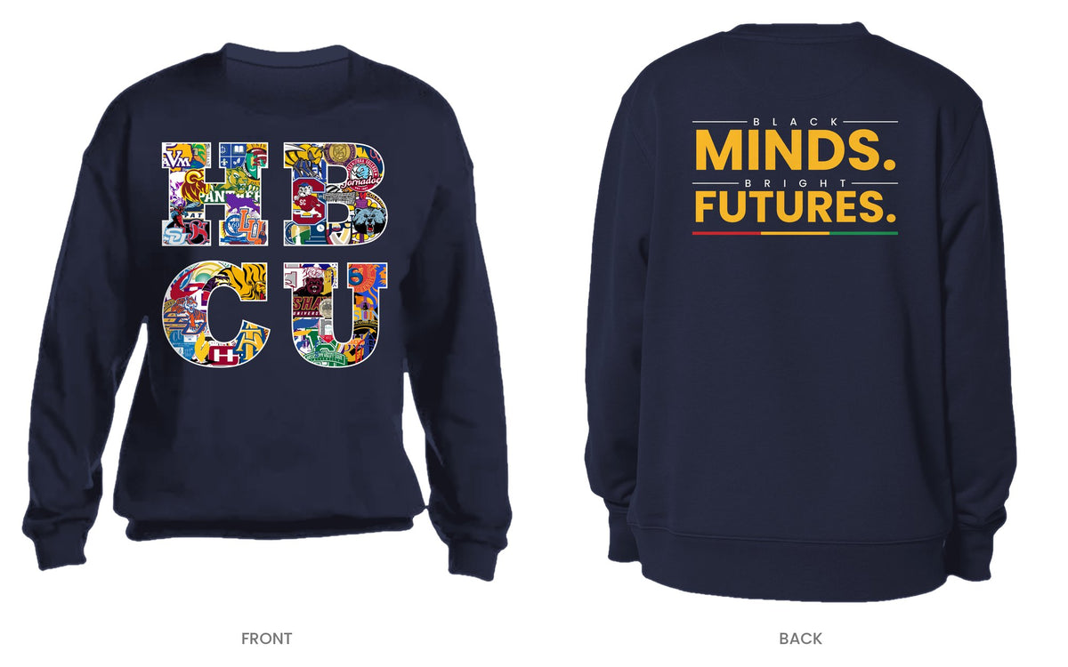 Navy crew neck sweatshirt, front and back, design 11