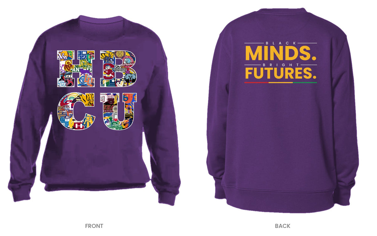 Purple crew neck sweatshirt, front and back, design 11