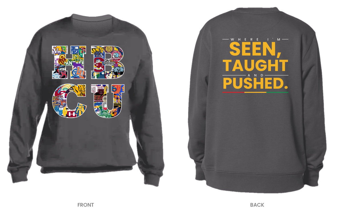 Charcoal crew neck sweatshirt, front and back, design 12