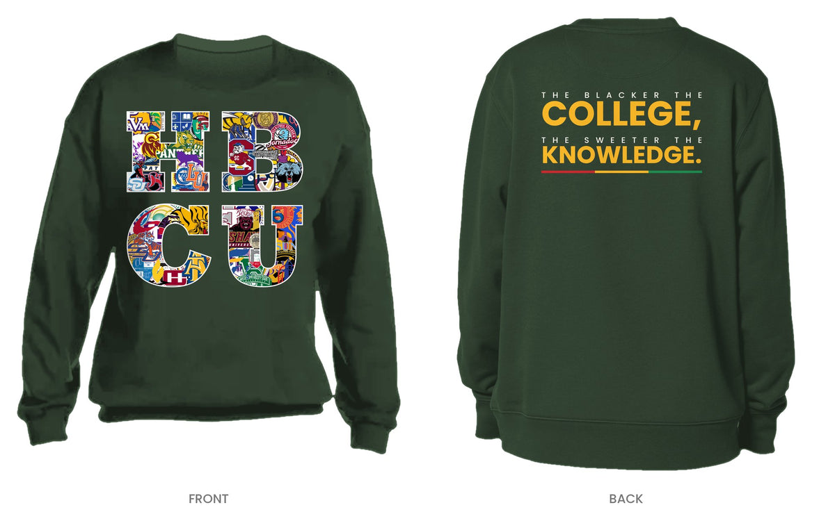 Forest Green crew neck sweatshirt, front and back, design 13