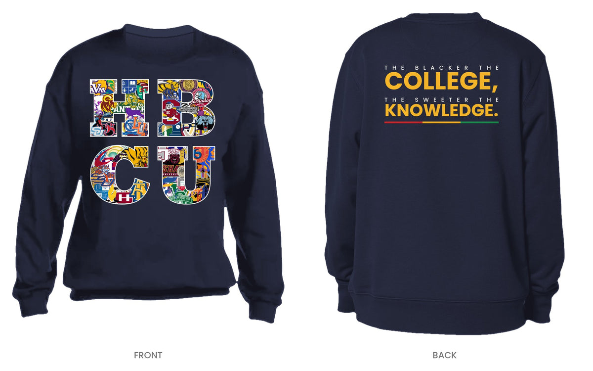 Navy crew neck sweatshirt, front and back, design 13