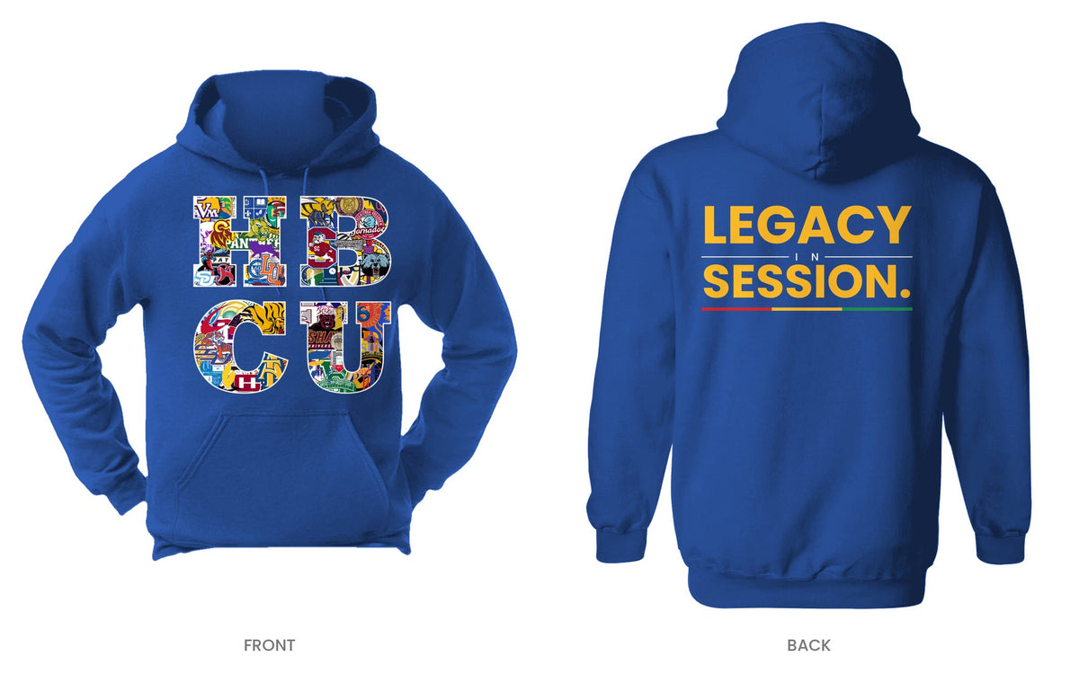 Royal hooded sweatshirt, front and back, design 8