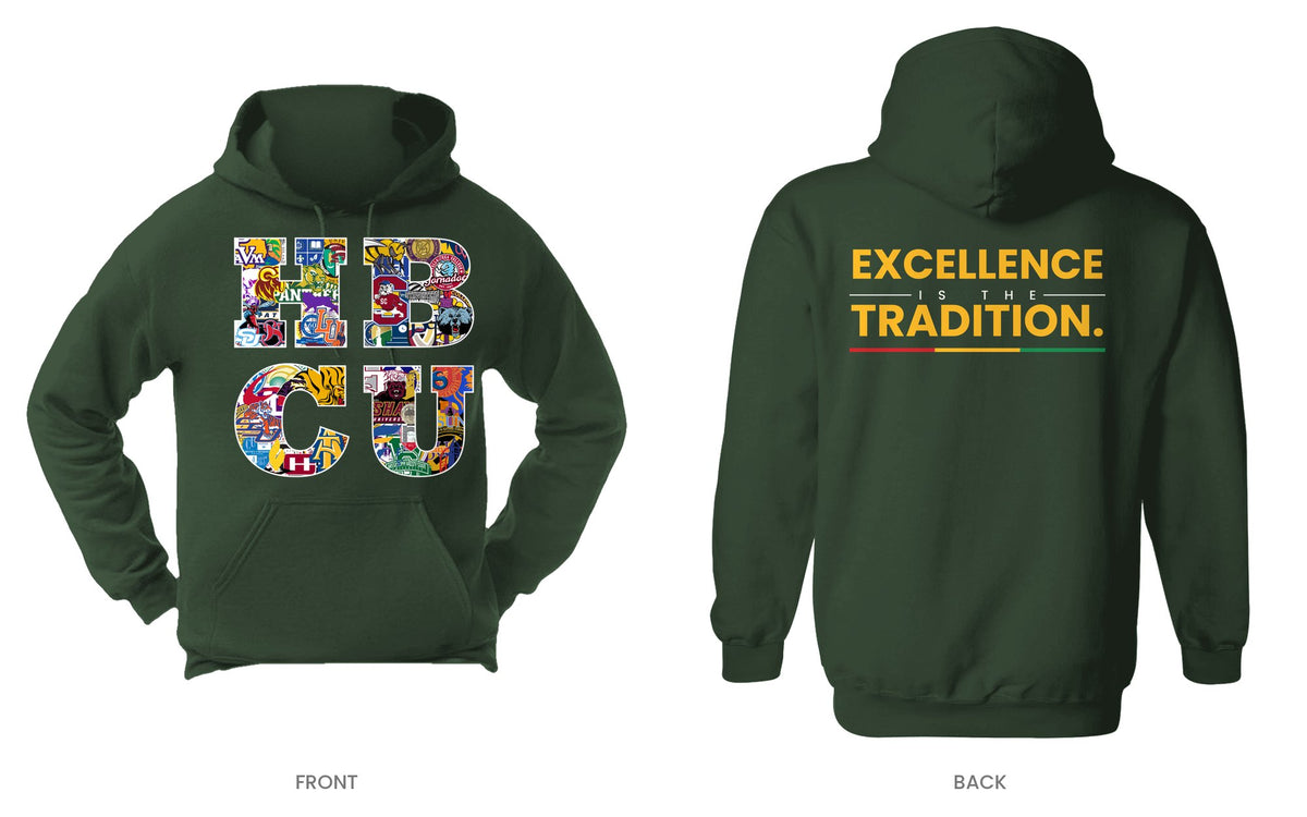 Forest Green hooded sweatshirt, front and back, design 9