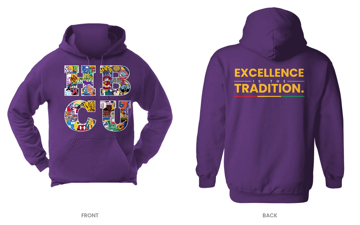 Purple hooded sweatshirt, front and back, design 9