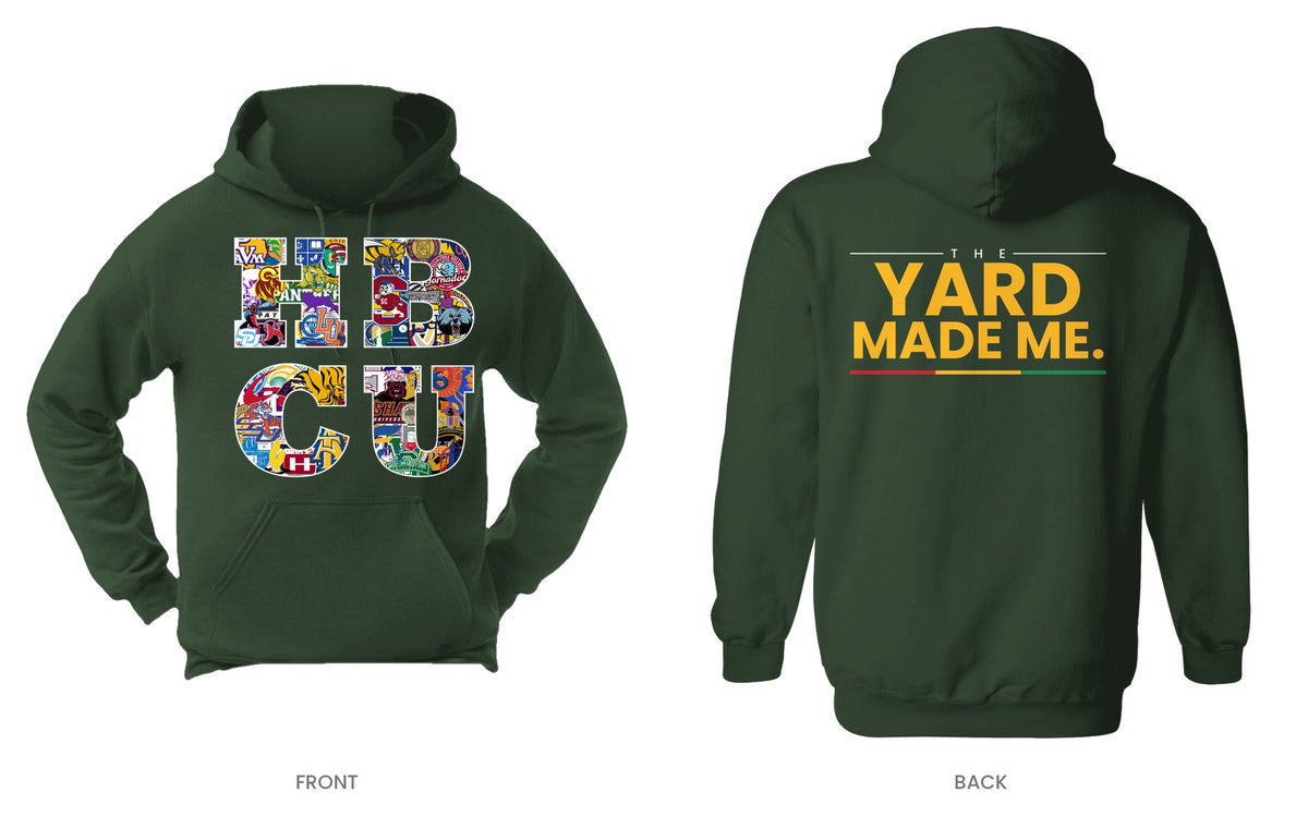 Forest Green hooded sweatshirt, front and back, design 10