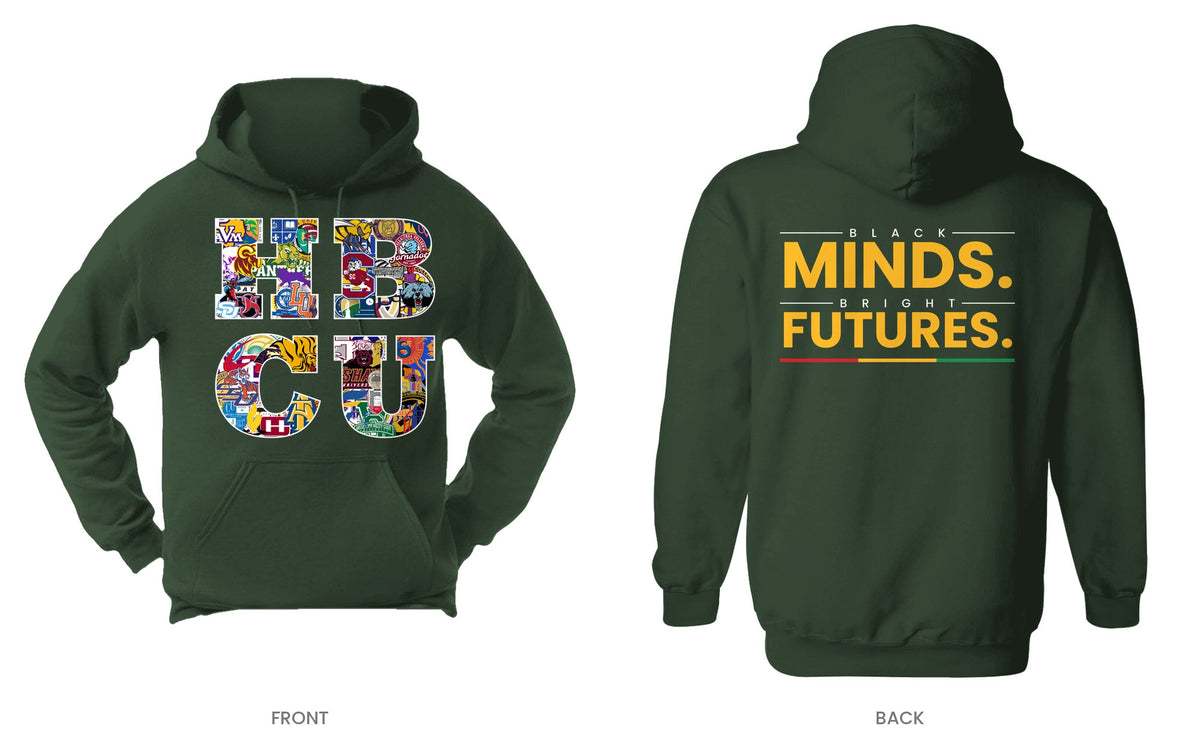 Forest Green hooded sweatshirt, front and back, design 11