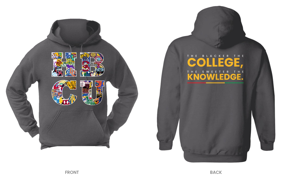 Charcoal hooded sweatshirt, front and back, design 13