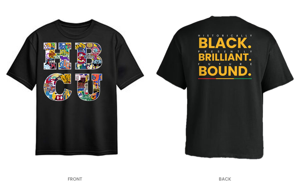 Black tee, front and back, design 1