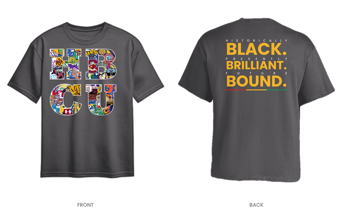 Charcoal tee, front and back, design 1