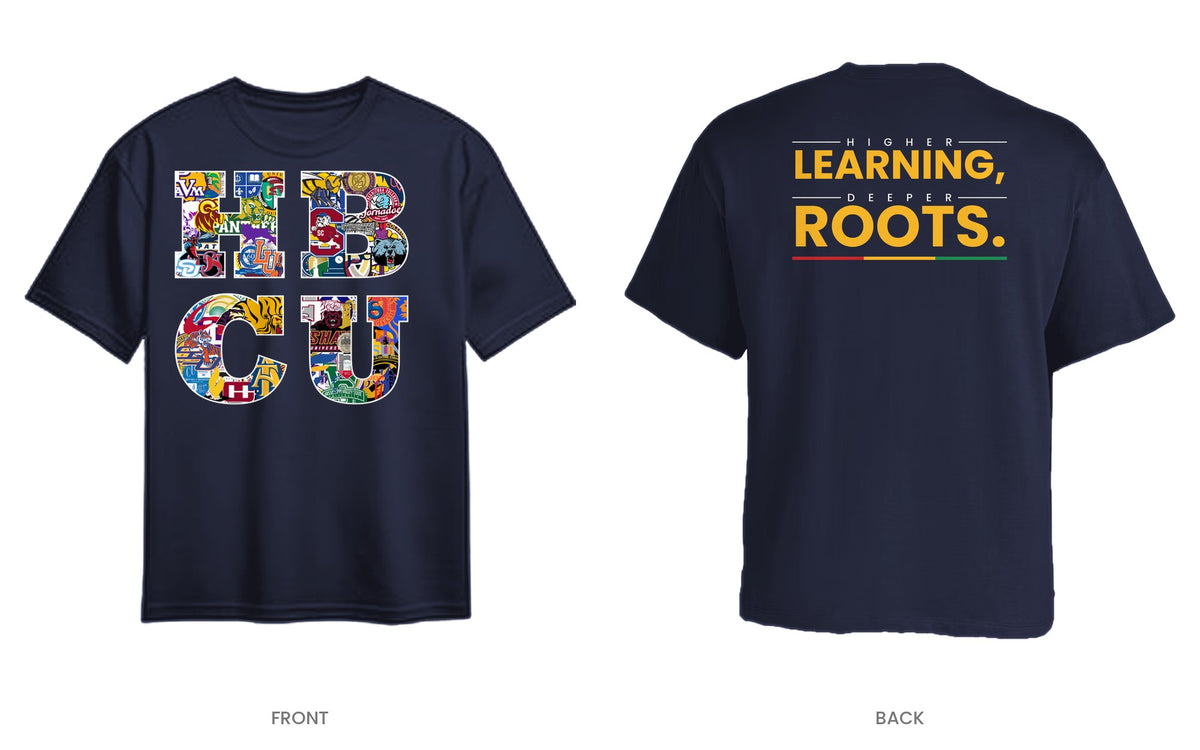 Navy tee, front and back, design 2