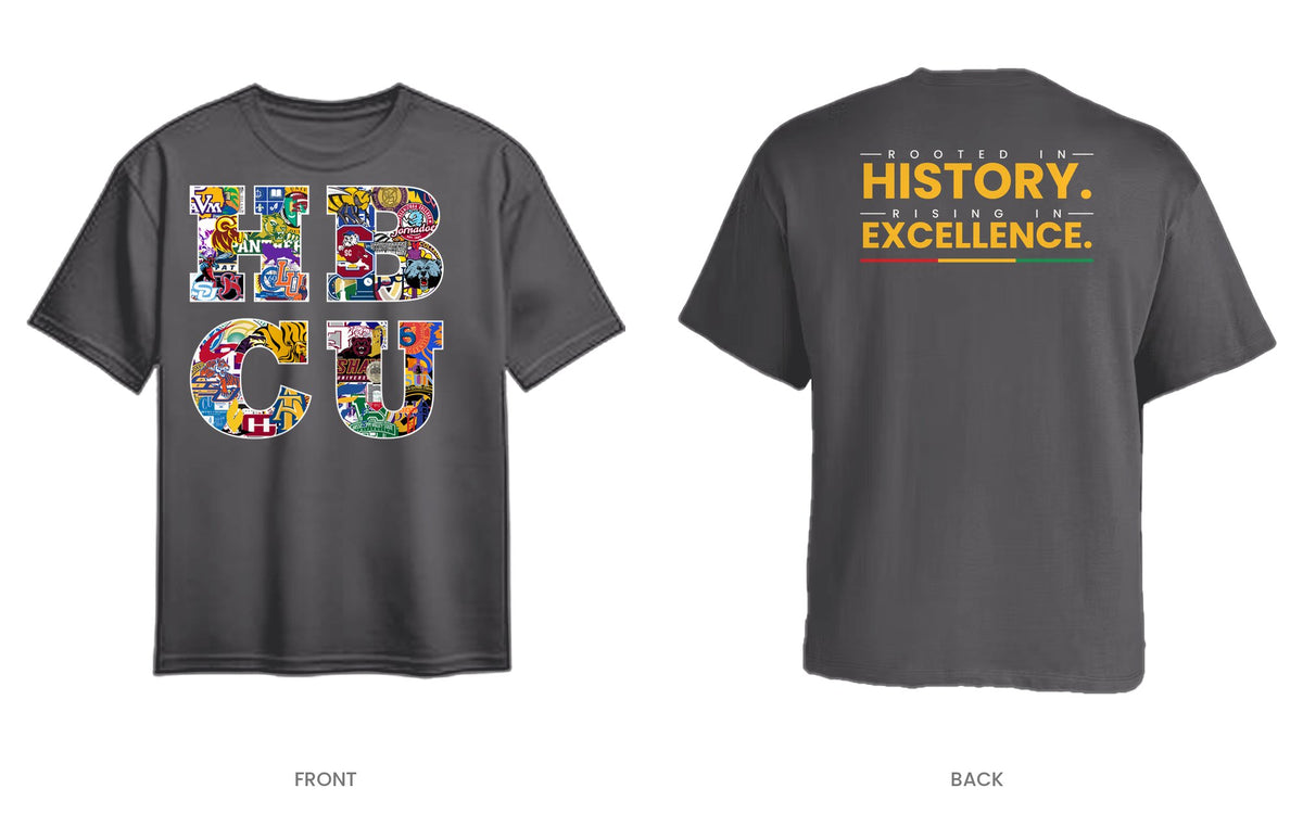 Charcoal tee, front and back, design 3
