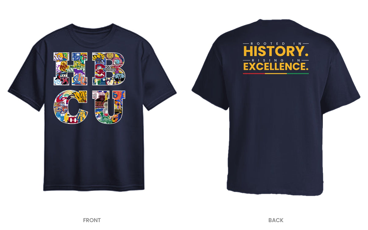 Navy tee, front and back, design 3