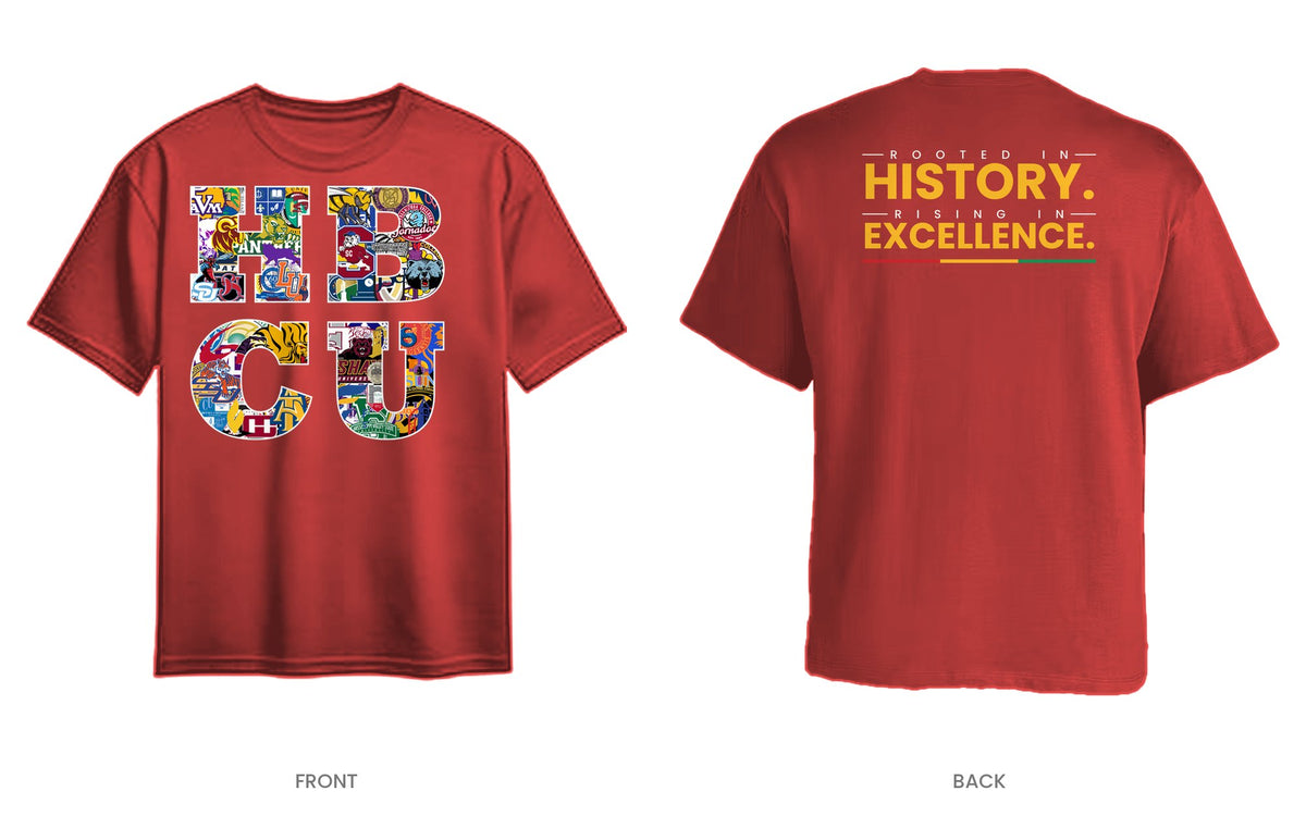 Red tee, front and back, design 3