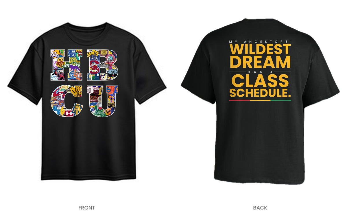 Black tee, front and back, design 6