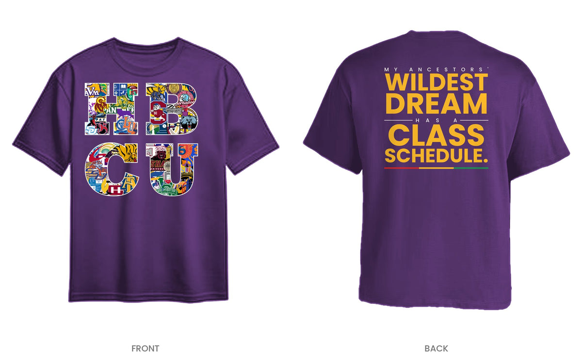 Purple tee, front and back, design 6