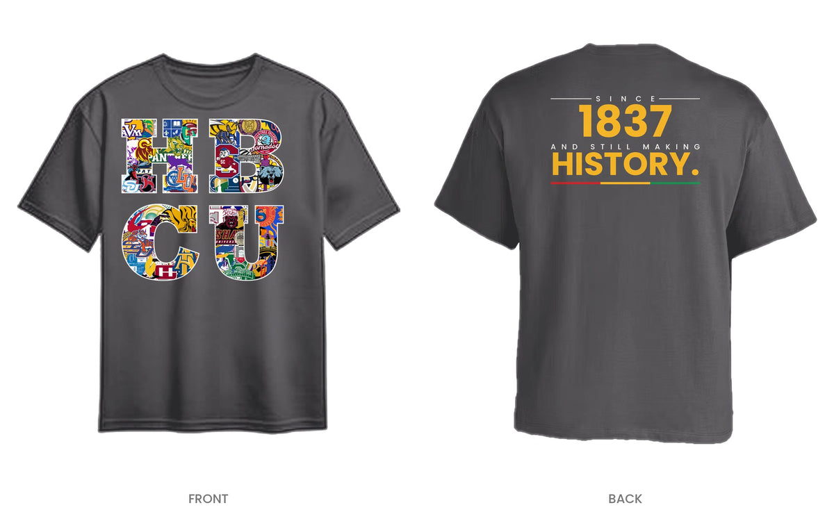 Charcoal tee, front and back, design 7
