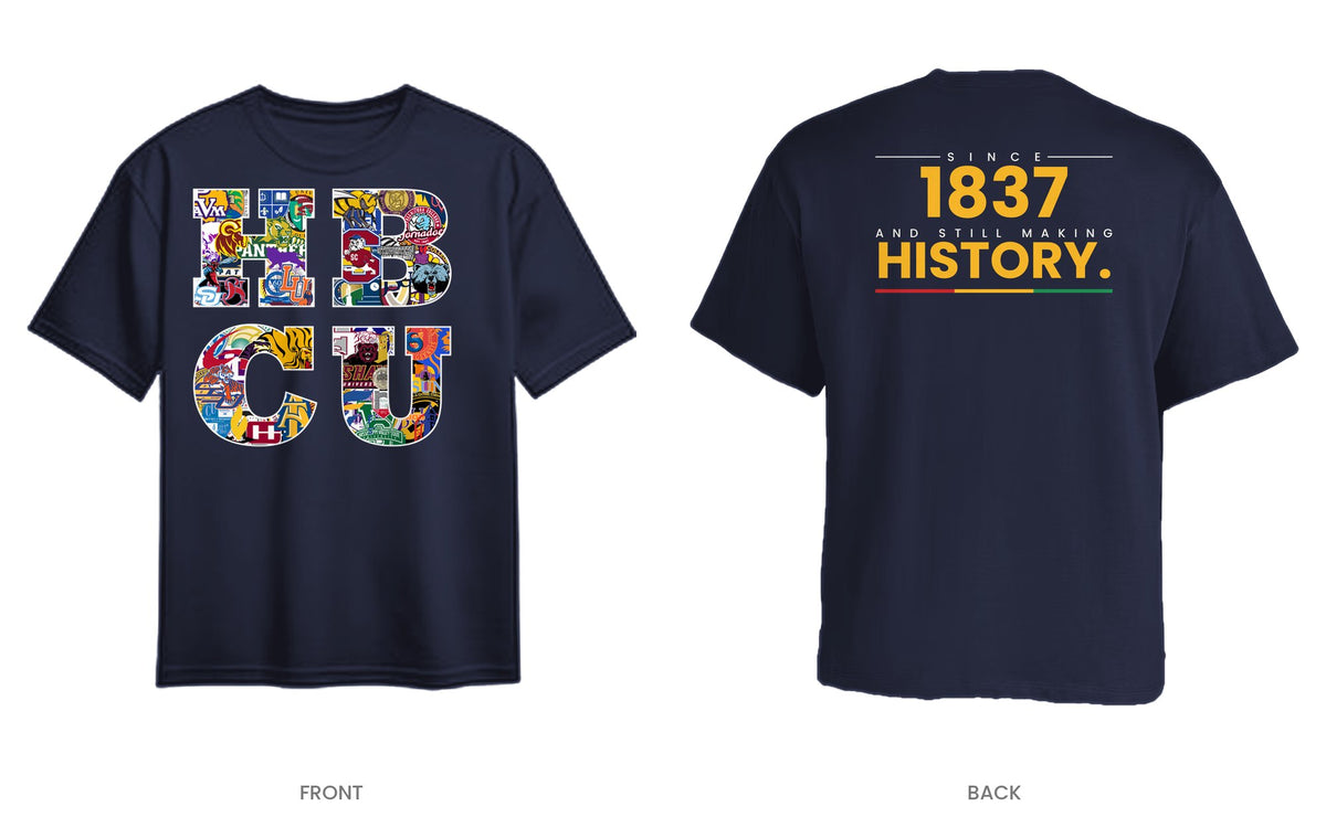 Navy tee, front and back, design 7