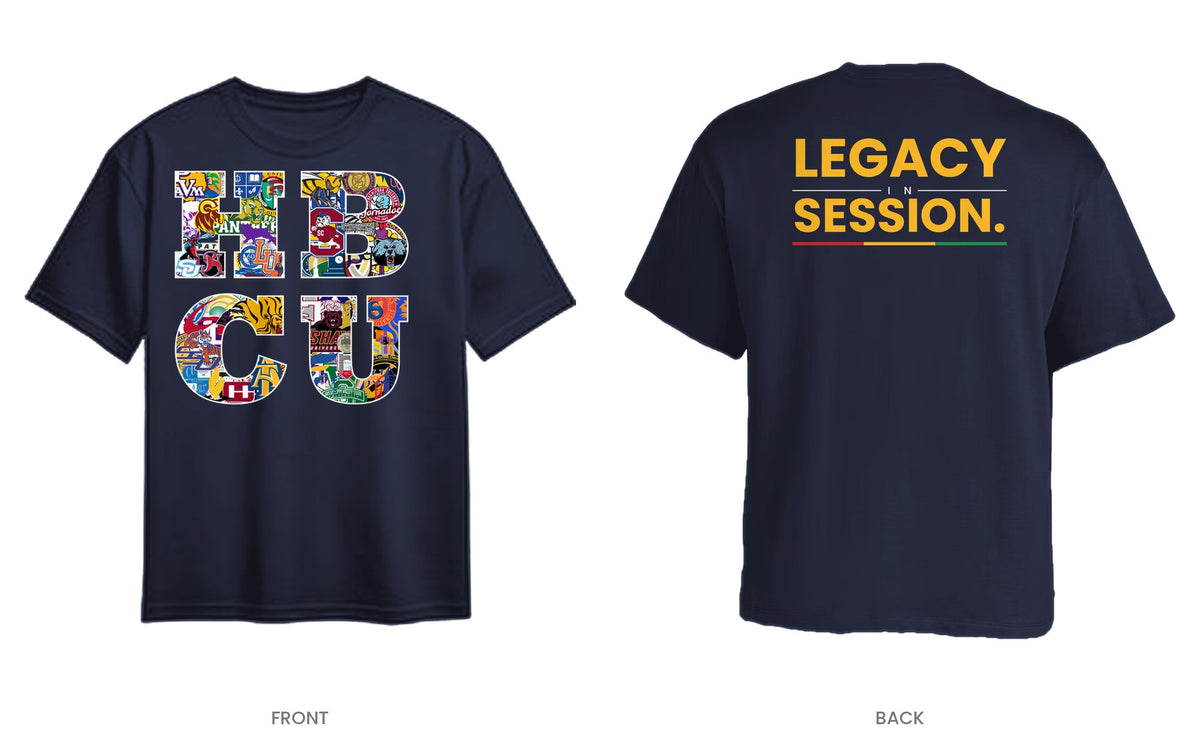 Navy tee, front and back, design 8