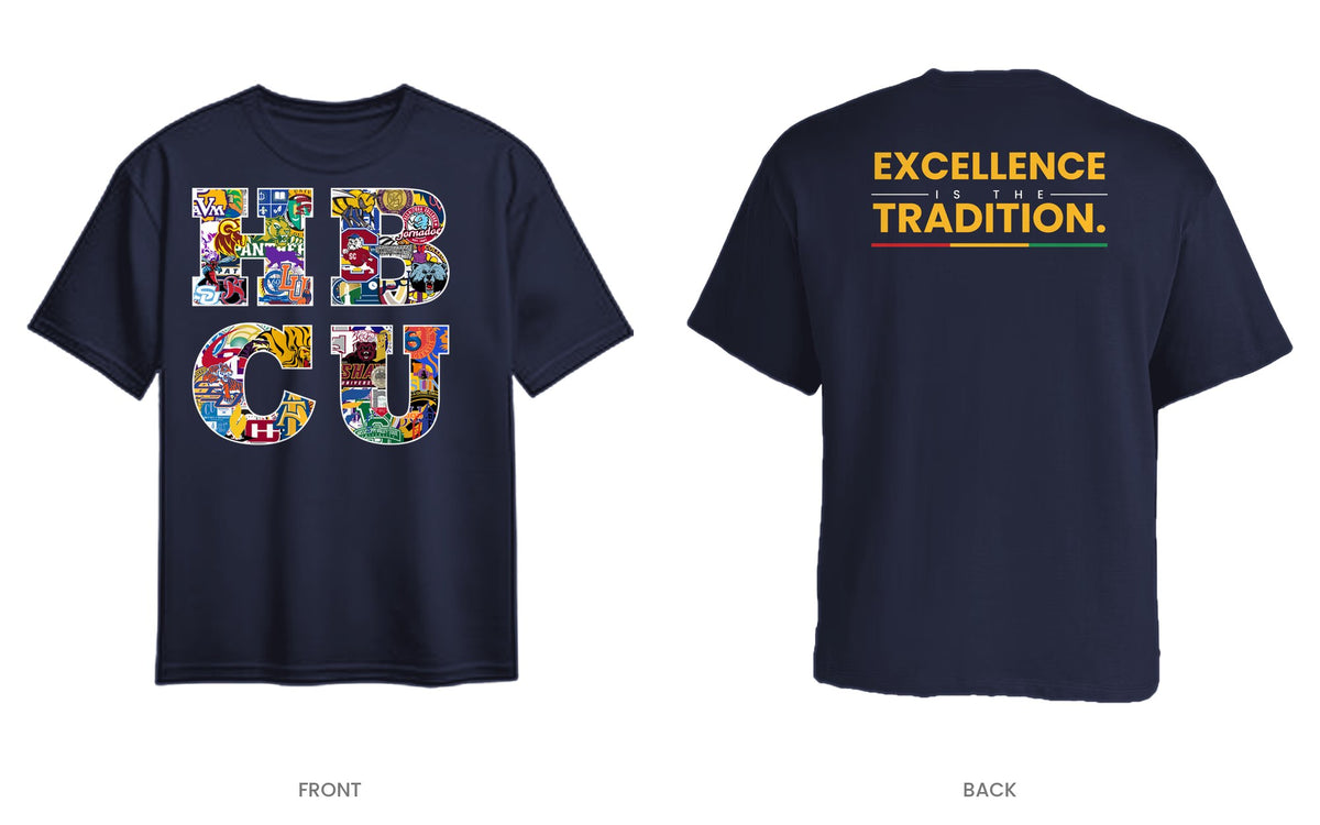 Navy tee, front and back, design 9