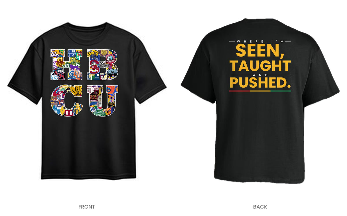 Black tee, front and back, design 12